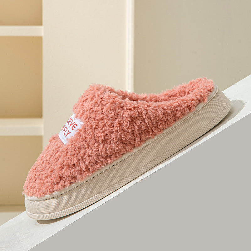 Winter Warm Thick Sole Slippers: Indoor and Outdoor Fluffy Shoes