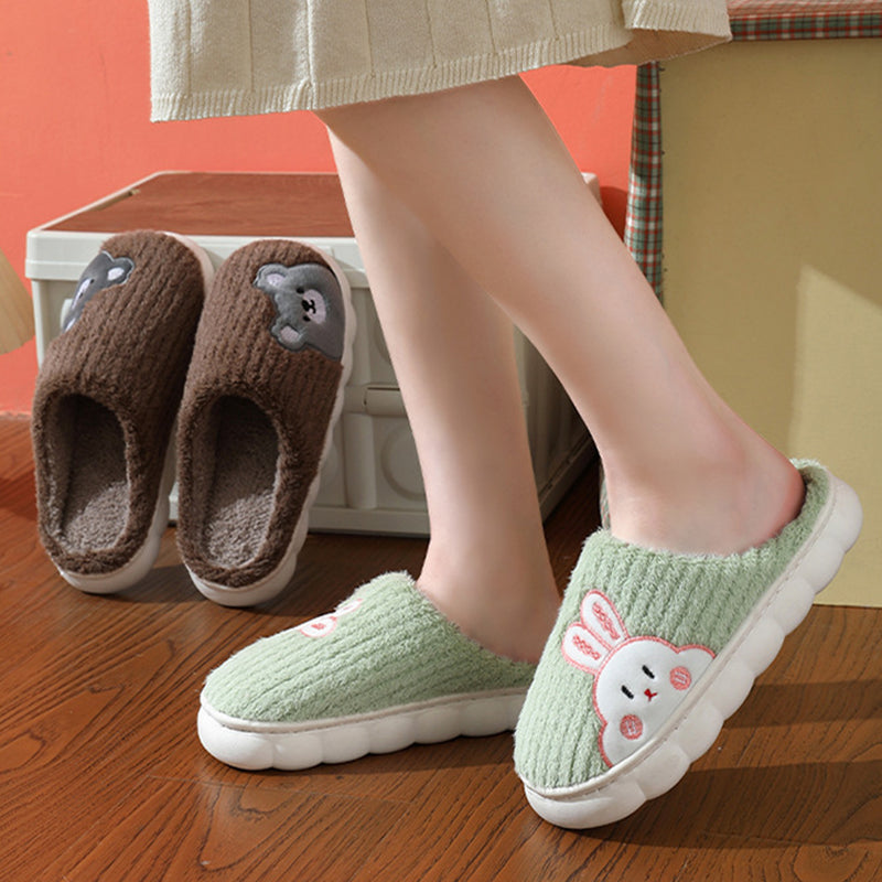 Cozy and Adorable Cute Rabbit Striped Indoor Slippers for Women Warm and Non Slip