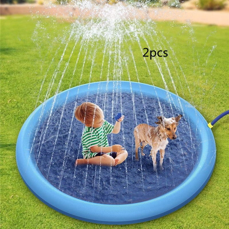 Splash Pad Fun Non Slip Outdoor Water Play Mat for Kids and Pet Dogs Perfect for Summer Backyard Fun