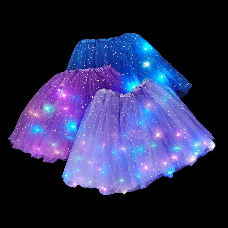 Magical & Luminous  LED Princess Halloween Tutu Skirt Sequins Shiny Skirt