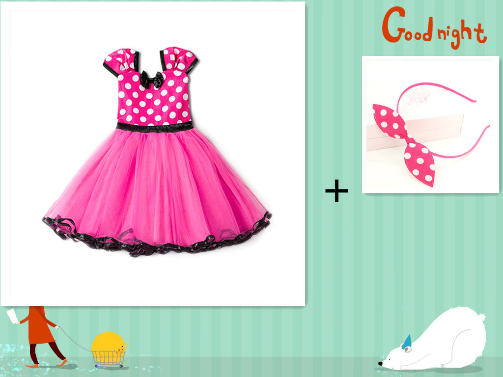 Polka Dot Charm Sleeveless Vest with Bow Princess Dress for Your Little Fashionista