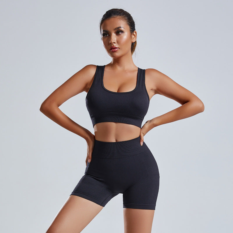 Seamless Perfection 2 Piece Women Yoga Set with Vest and Shorts for Ultimate Fitness Sportswear