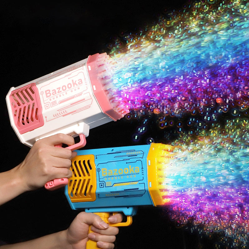 Blast Off Fun Bubble Gun Rocket with 69 Holes Automatic Blower and Light the Perfect Soap Bubble Machine in a Fun Gun Shape for Kids Playtime