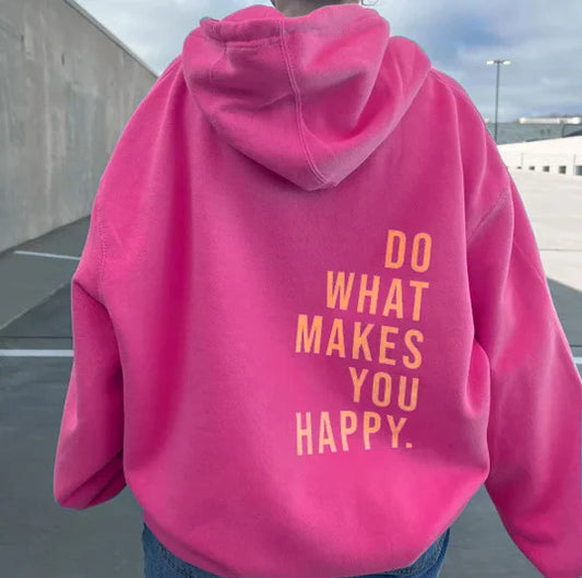 Women's Loose Sport Hoodie with Inspirational Print: Comfortable Workout Wear