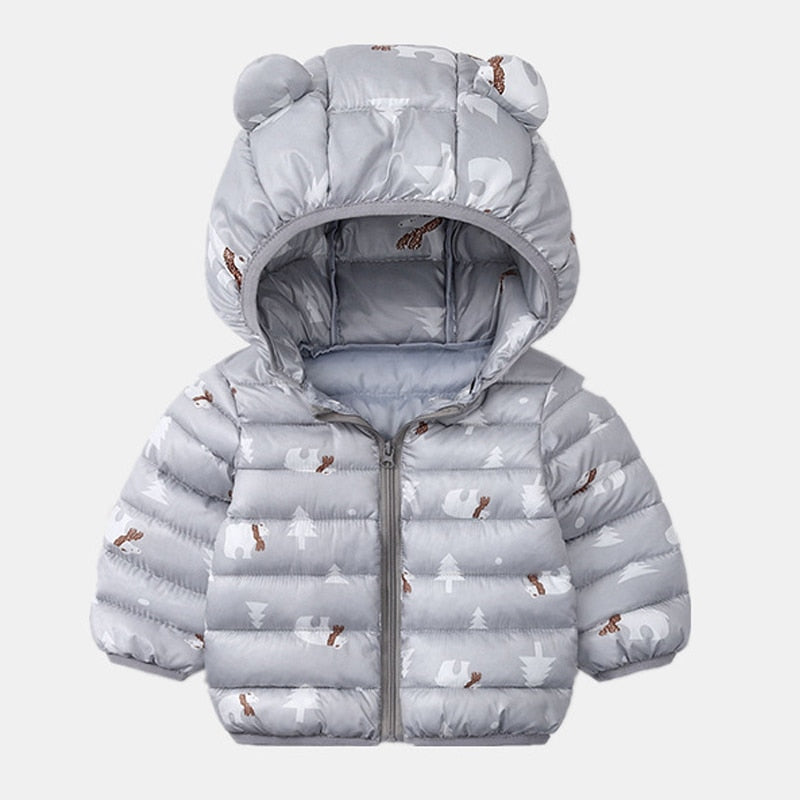 Light and Warm Children Cotton Suit with Thin Ear Down Coat Perfect for Keeping Cozy and Stylish