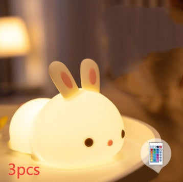 Magical New Year Gift Rabbit Silicone Lamp with Pat Feeding Creative Night Light Design Ideal for Children Toys