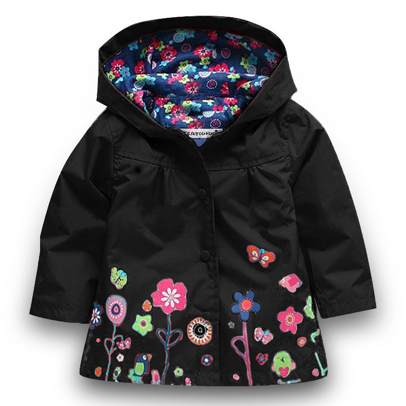 Chic Rain Protection Girls Cute Flowers Hooded Jacket A Stylish Choice for Children