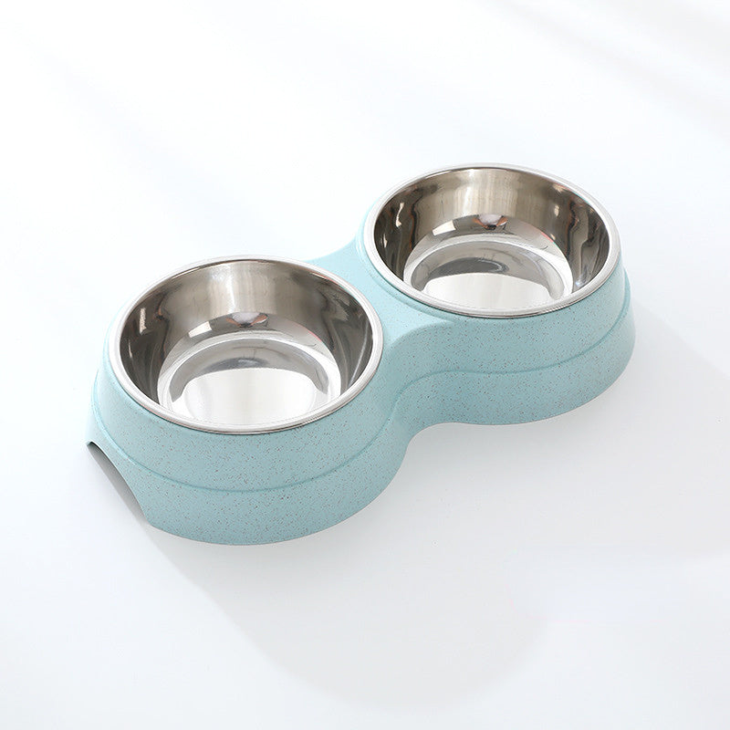 Double Pet Bowls - Stainless Steel Feeder for Cats and Dogs