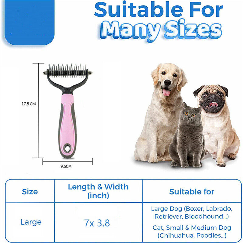 Dual Function Pet Grooming Brush Deshedding and Dematting Tool for Dogs and Cats