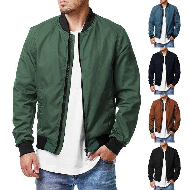 Men's Casual Windproof Bomber Jacket: Full Zip, Warm, Large Size