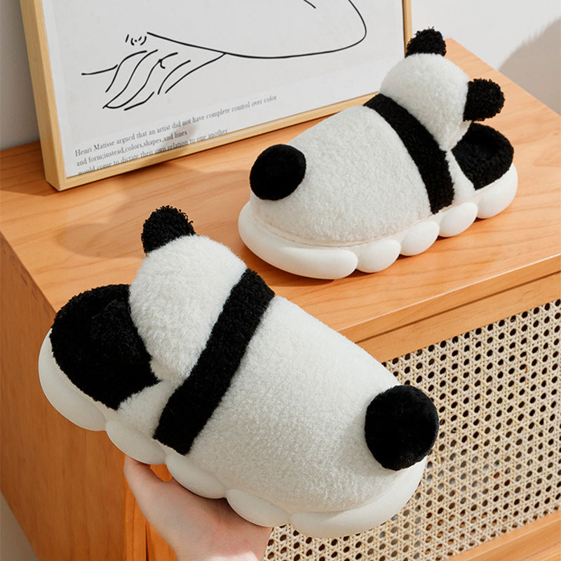 Step into Winter Wonderland with Cute Panda Plush Slippers: Warm, Cartoon-Inspired, Non-Slip, and Ultra-Comfy Thick Sole Footwear for Women at Home