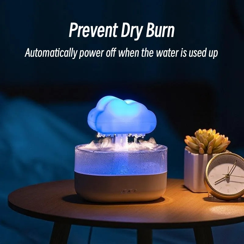 Weljoy Zen Rain Cloud Night Light Aromatherapy Essential Oil Diffuser Micro Humidifier Desk Fountain Bedside Sleep Relaxation Mood Water Drop Sound