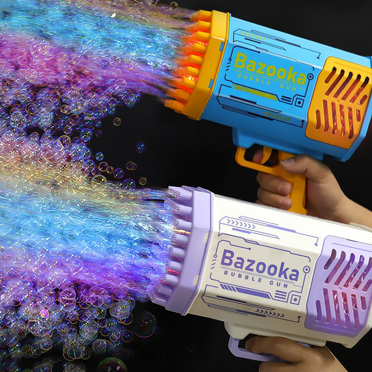 Blast Off Fun Bubble Gun Rocket with 69 Holes Automatic Blower and Light the Perfect Soap Bubble Machine in a Fun Gun Shape for Kids Playtime