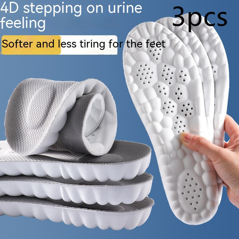 Elevate Your Comfort 4D Cloud Technology PU Massage Instep Insoles with High Elastic Shock Absorption