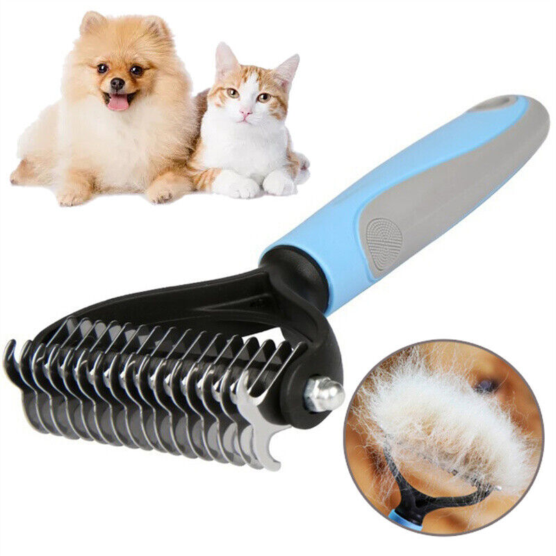 Dual Function Pet Grooming Brush Deshedding and Dematting Tool for Dogs and Cats