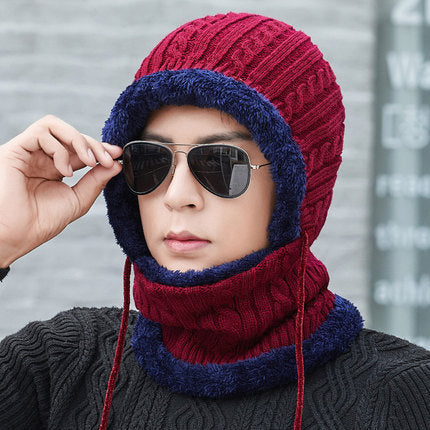 Winter Knitted Hat with Mask and Neck Scarf for Women