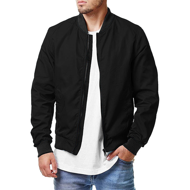 Men's Casual Windproof Bomber Jacket: Full Zip, Warm, Large Size