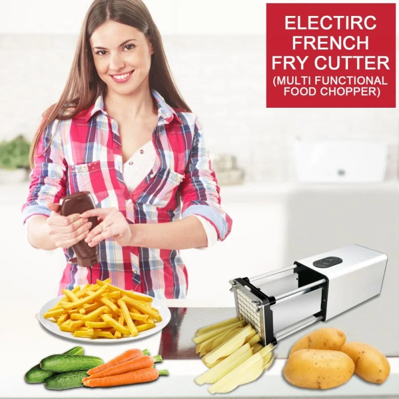 Efficient Electric French Fry Cutter Stainless Steel Kitchen Gadget for Quick and Easy Cutting of Vegetables Potatoes and Carrots Ideal for Commercial and Household Use