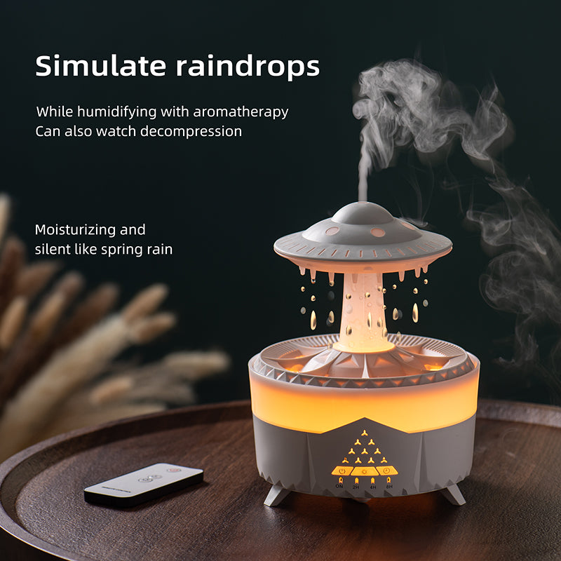 Raining Humidifier UFO Raindrop Aromatherapy Ultrasonic Water Drop Air Rain Humidifier 350ml 7 Colors LED Lamp Raindrop Aroma Diffuser