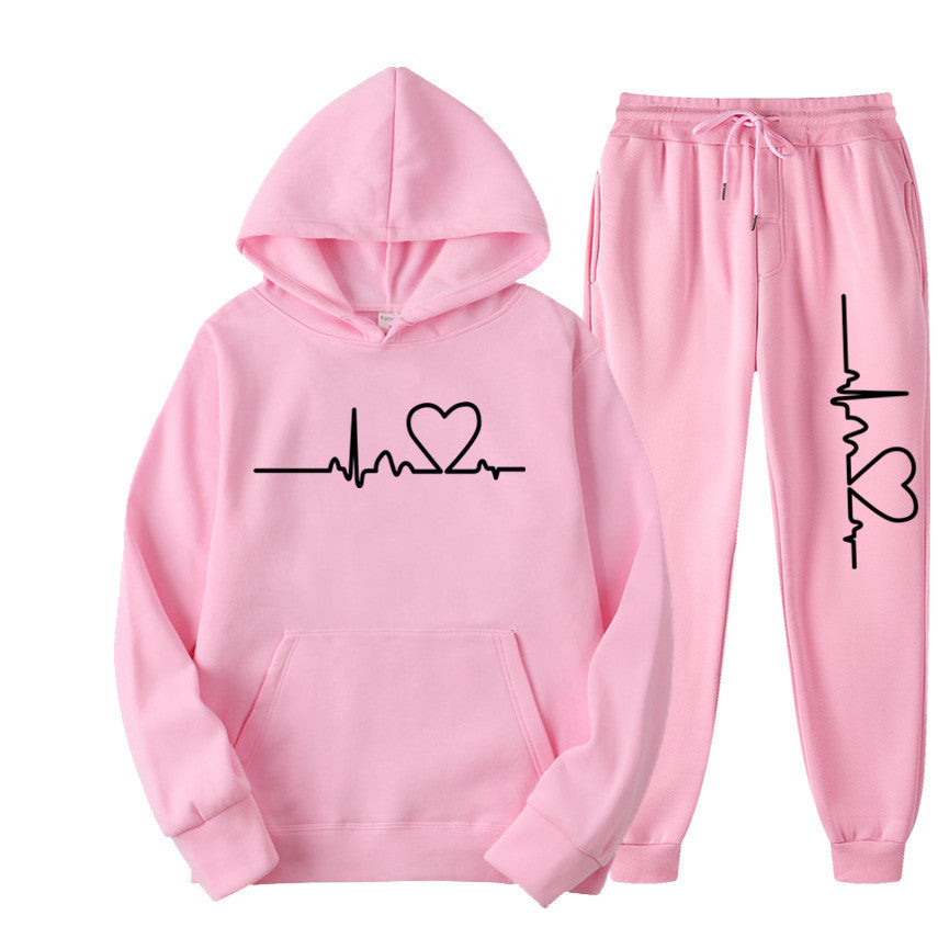 Heart Figure Hoodie Sweater Suit: Fleece-Lined for Autumn and Winter (Unisex)