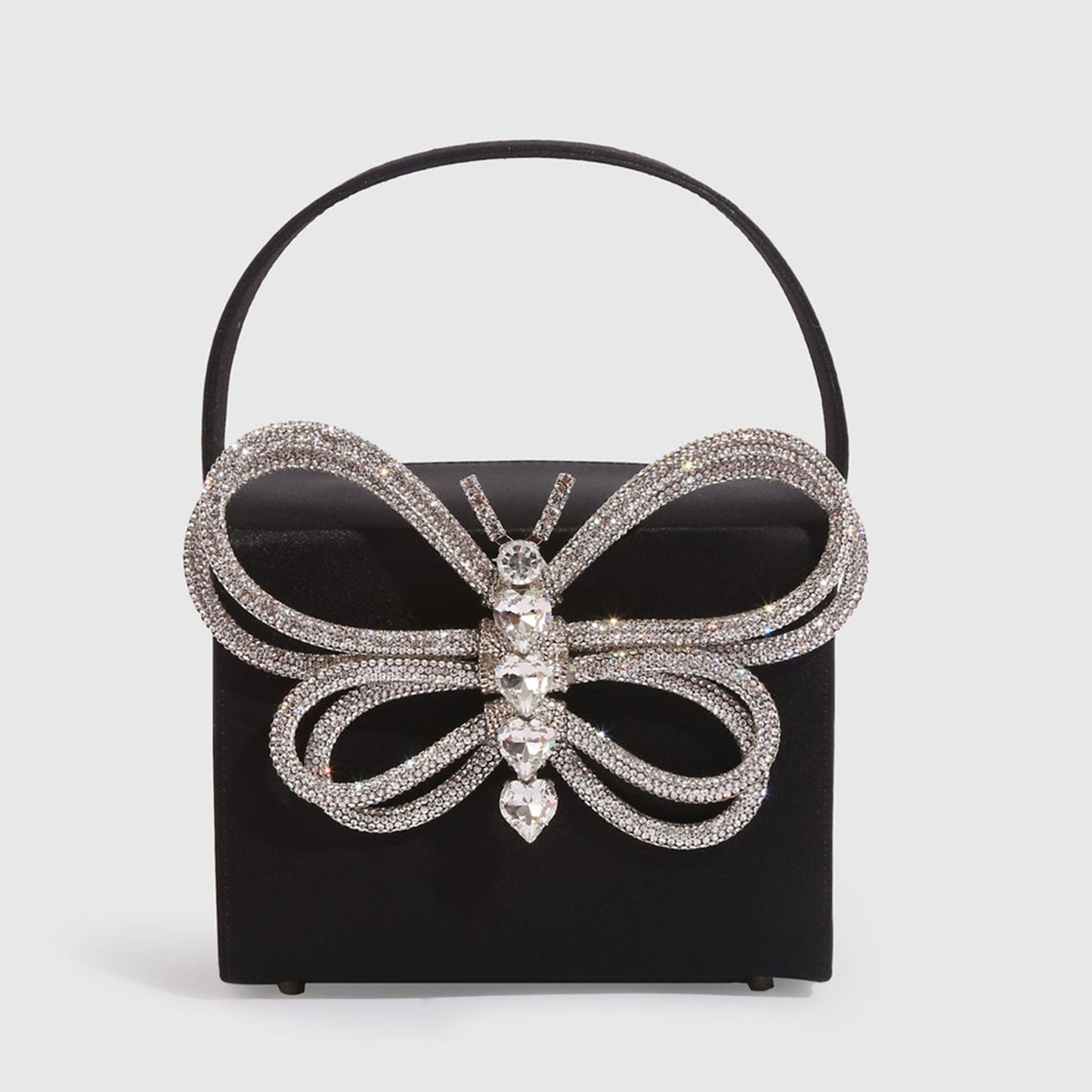 Butterfly Brilliance Square Diamond Embellished One Shoulder Crossbody Handbag