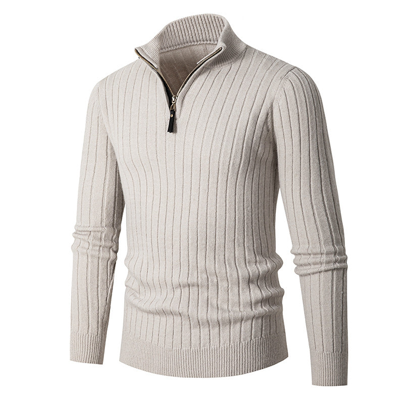 Men's Half-Turtleneck Zip-Up Sweater: Breathable & Lightweight