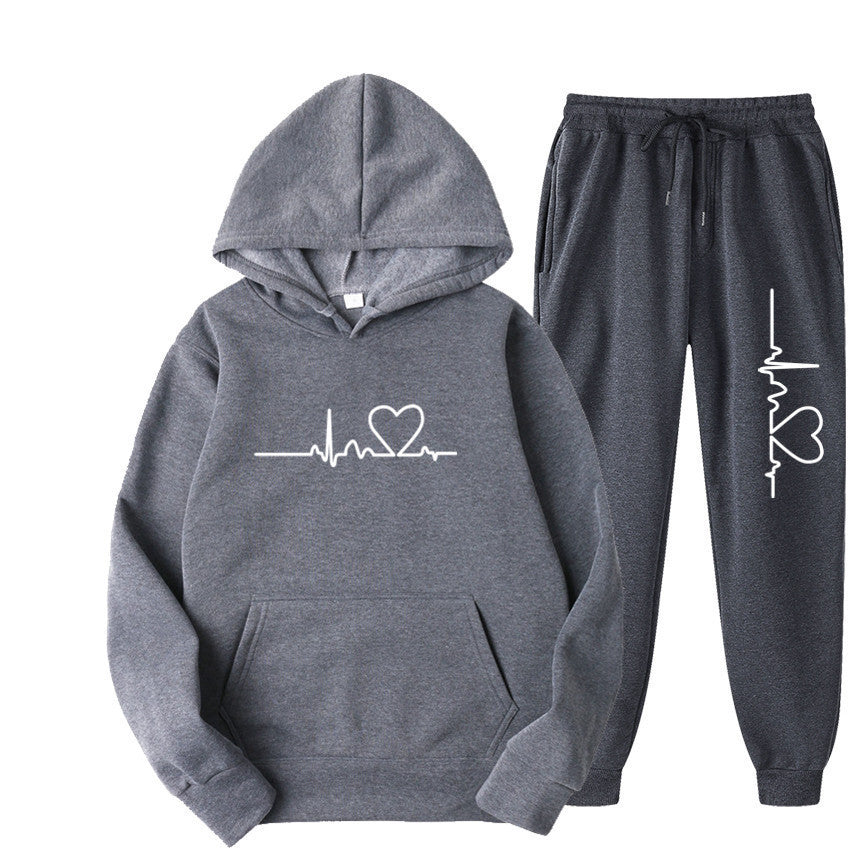 Heart Figure Hoodie Sweater Suit: Fleece-Lined for Autumn and Winter (Unisex)