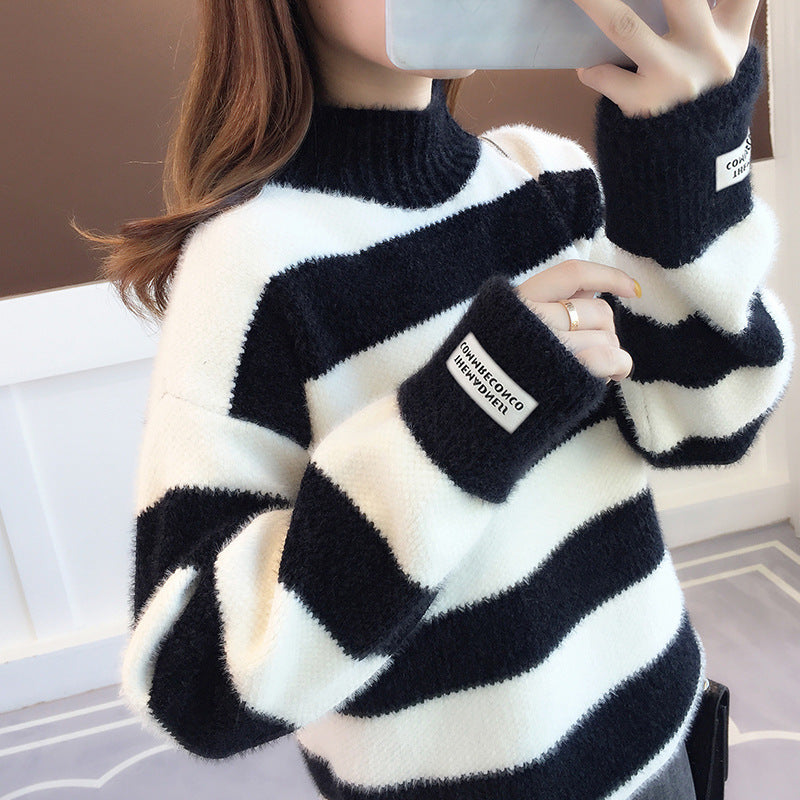 Cozy Elegance Embrace Autumn and Winter in Style with Our Chenille Stripe Thickening Sweater Offering Comfortable Loose Fit for Women