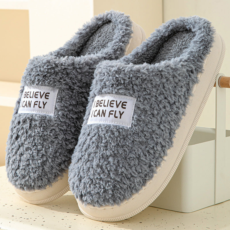 Winter Warm Thick Sole Slippers: Indoor and Outdoor Fluffy Shoes