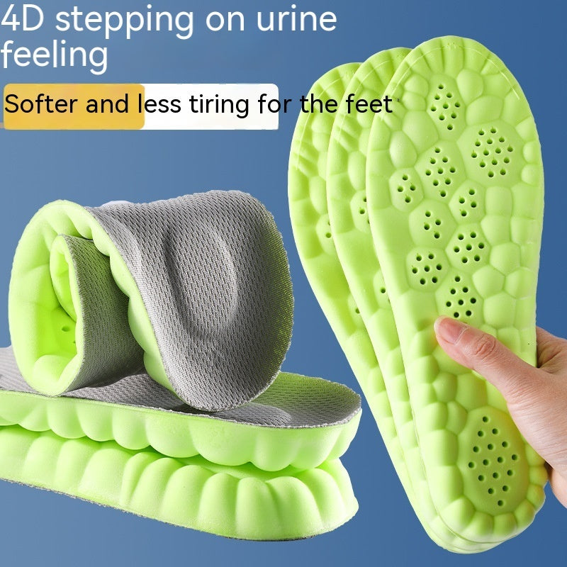 Elevate Your Comfort 4D Cloud Technology PU Massage Instep Insoles with High Elastic Shock Absorption