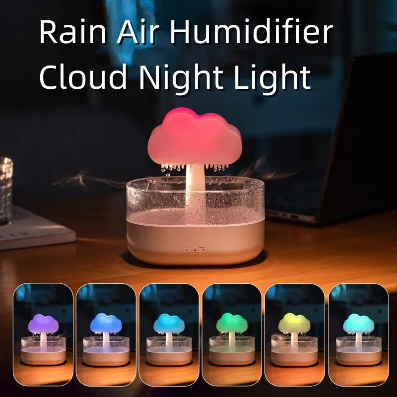 Weljoy Zen Rain Cloud Night Light Aromatherapy Essential Oil Diffuser Micro Humidifier Desk Fountain Bedside Sleep Relaxation Mood Water Drop Sound