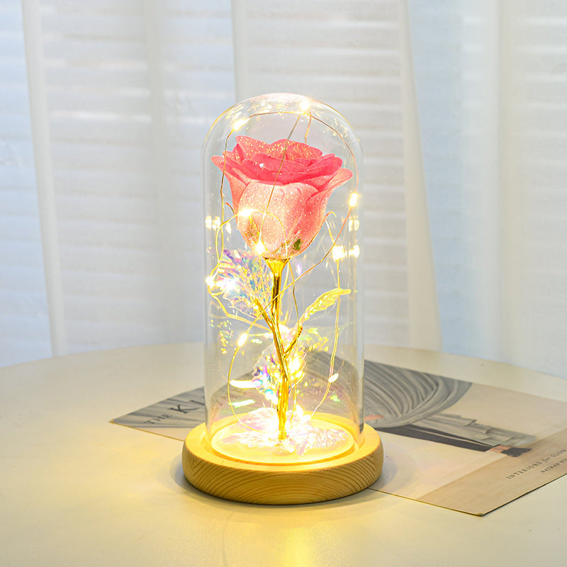 Eternal Rose with LED Light in Glass - Romantic Gift