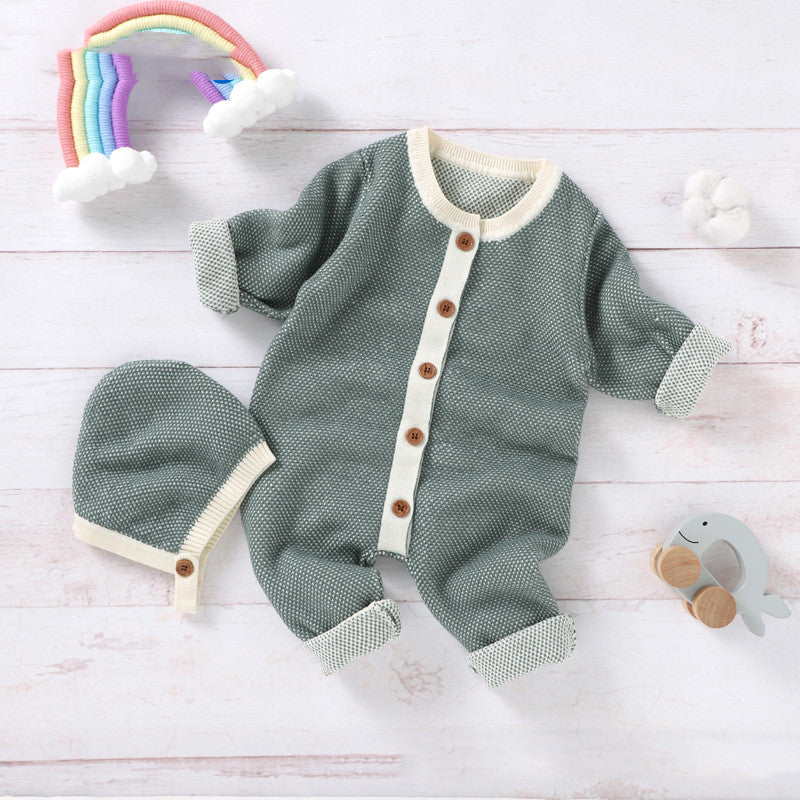 New Baby Jumpsuit With Front Buckle Warm Romper