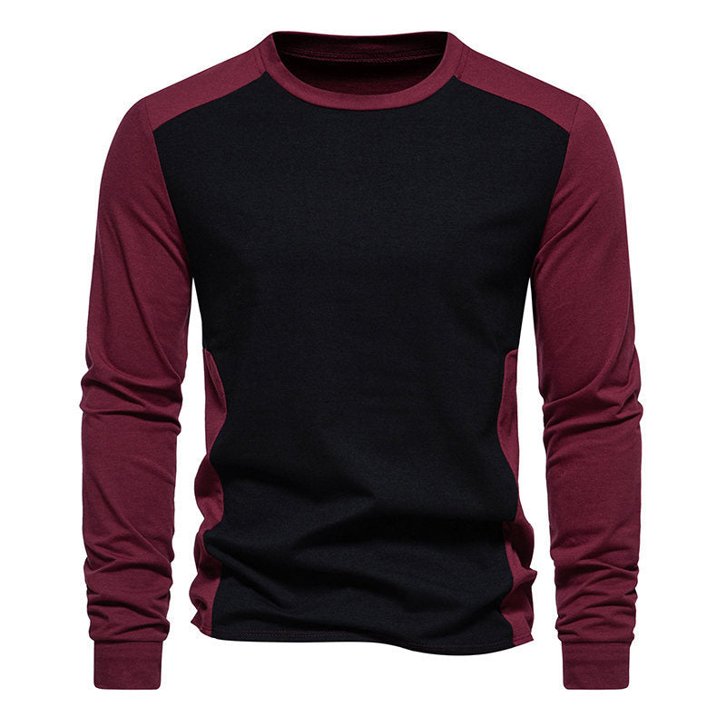 Men's Matching Color Long Sleeve T-Shirt for Autumn and Winter