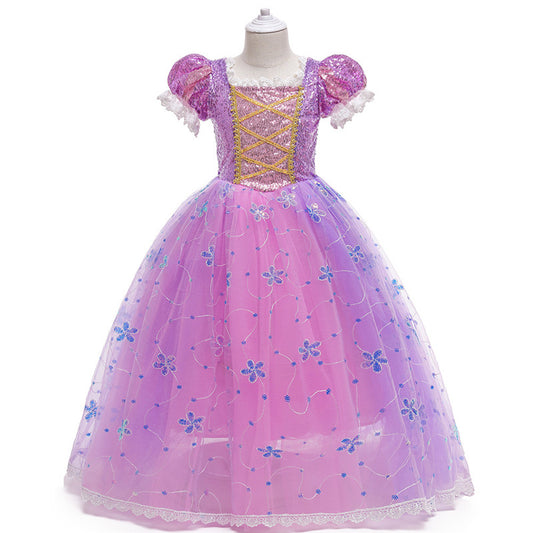 Rapunzel Princess Purple Puff Sleeve Performance Dress