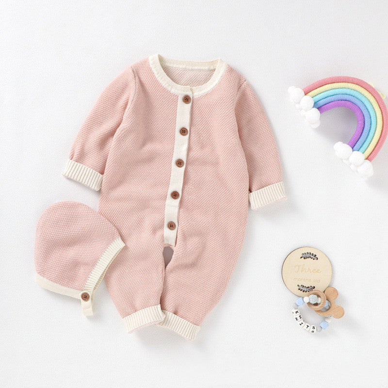 New Baby Jumpsuit With Front Buckle Warm Romper