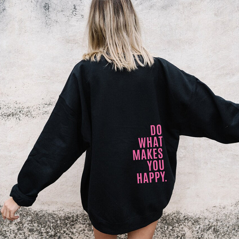 Women's Loose Sport Hoodie with Inspirational Print: Comfortable Workout Wear