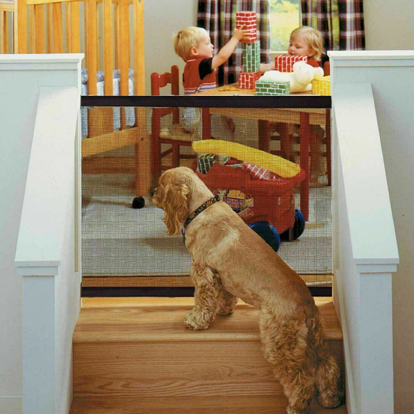 Safety Enclosure Dog Fences Dog Gate The Ingenious Pet Dog Fence Gate Safe Guard Mesh Magic Pet Gate Pet Supplies Dropshipping