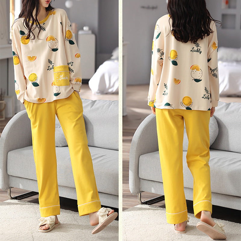 Women's Loose Print Pajama Set: Autumn & Winter Sleepwear