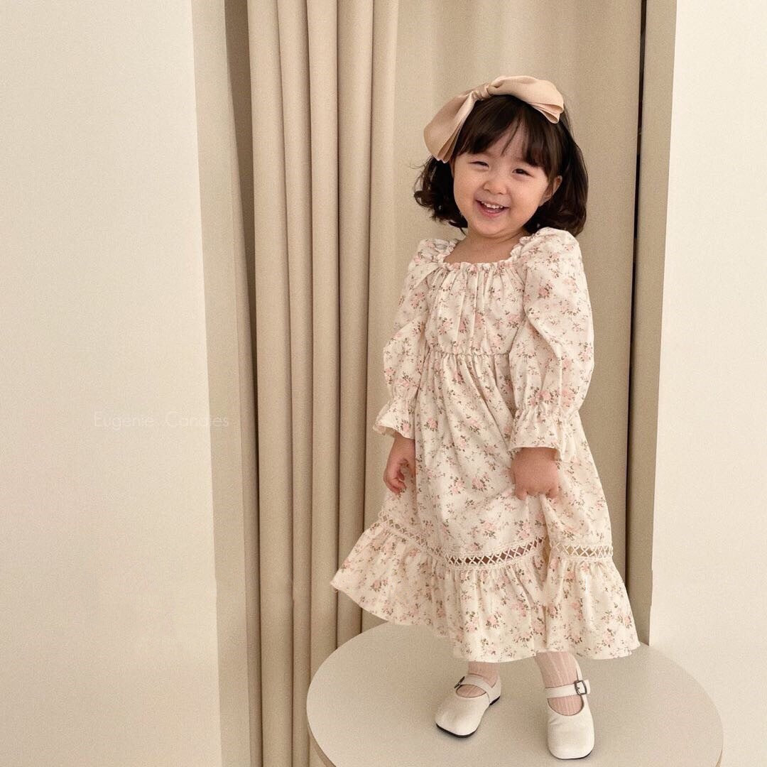 Korean inspired Charm Girls Dress with a Touch of Korean Style Perfect for Adding Elegance to Their Wardrobe