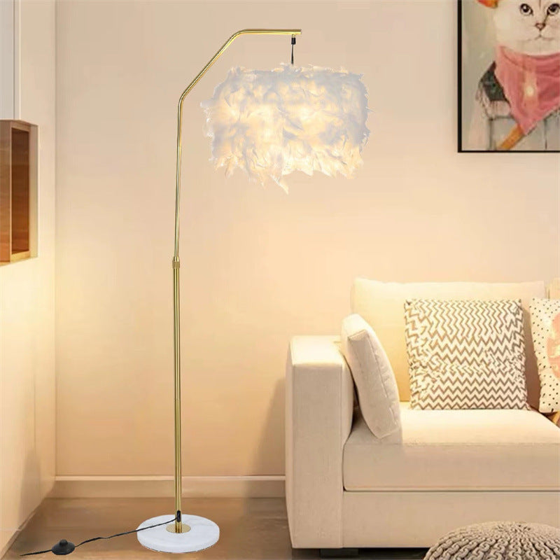 Creative Marble Feather Floor Lamp In Living Room