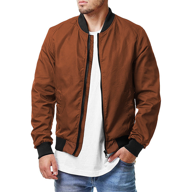 Men's Casual Windproof Bomber Jacket: Full Zip, Warm, Large Size