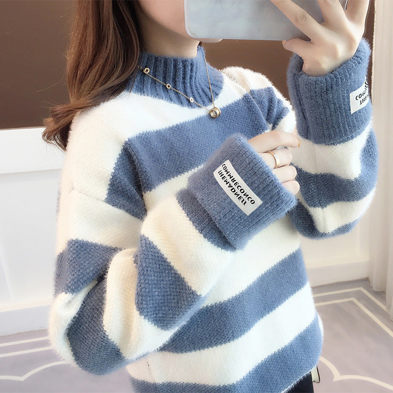 Cozy Elegance Embrace Autumn and Winter in Style with Our Chenille Stripe Thickening Sweater Offering Comfortable Loose Fit for Women