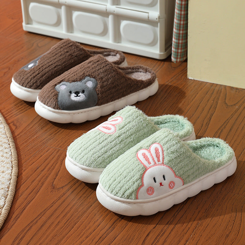 Cozy and Adorable Cute Rabbit Striped Indoor Slippers for Women Warm and Non Slip