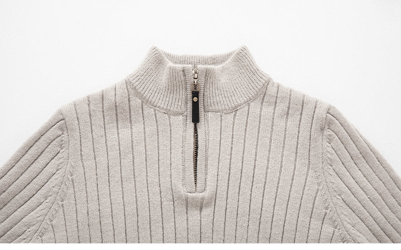 Men's Half-Turtleneck Zip-Up Sweater: Breathable & Lightweight