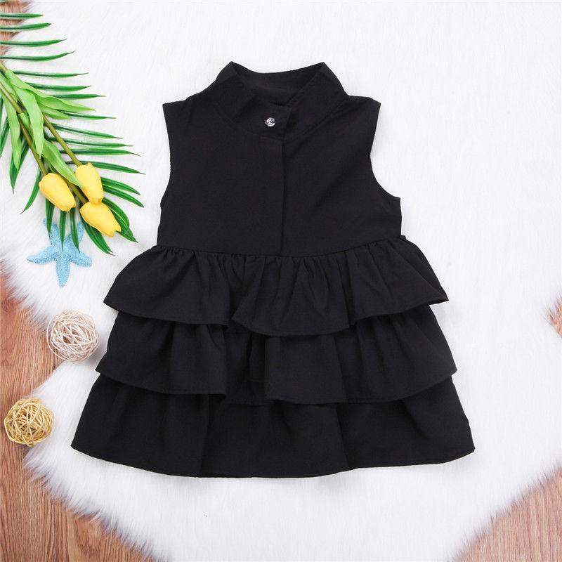 Chic Simplicity Fashionable Sleeveless Solid Color Dress for Small and Medium Girls