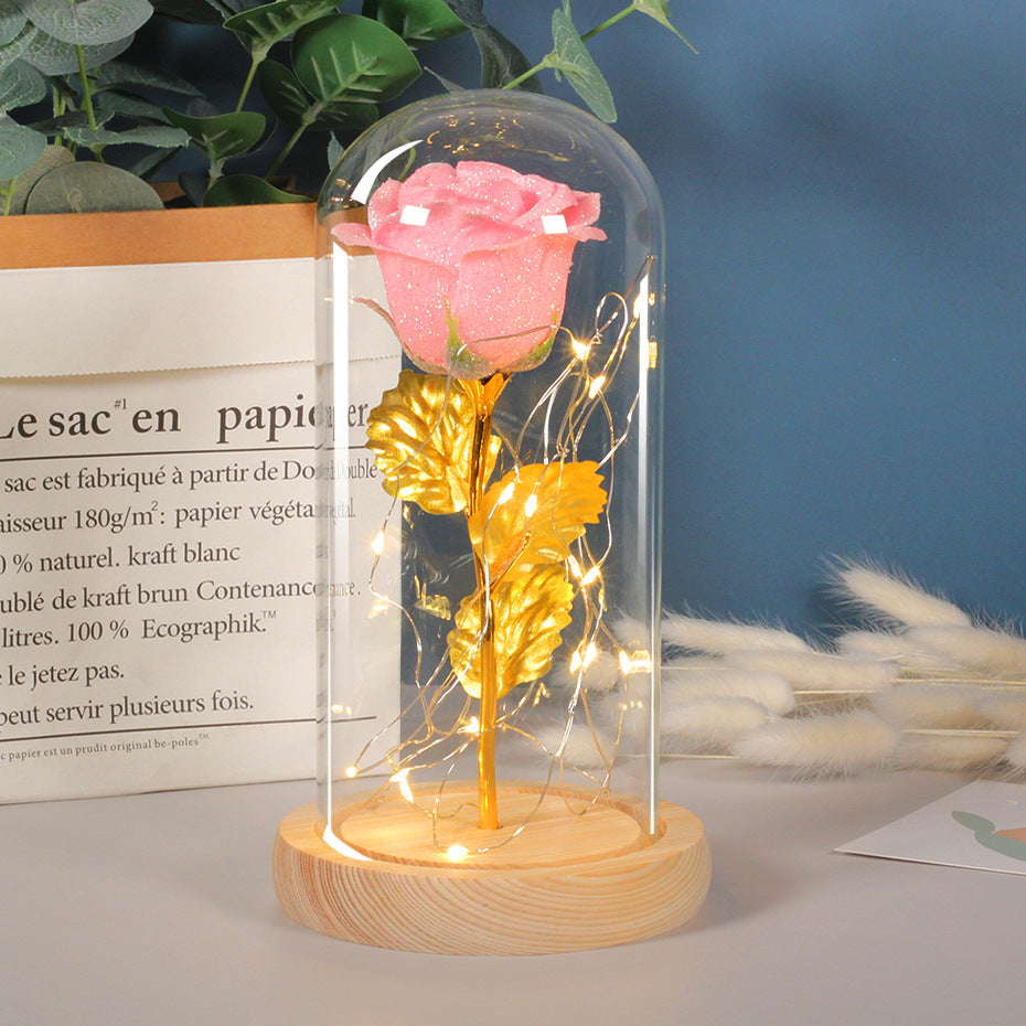 Eternal Rose with LED Light in Glass - Romantic Gift