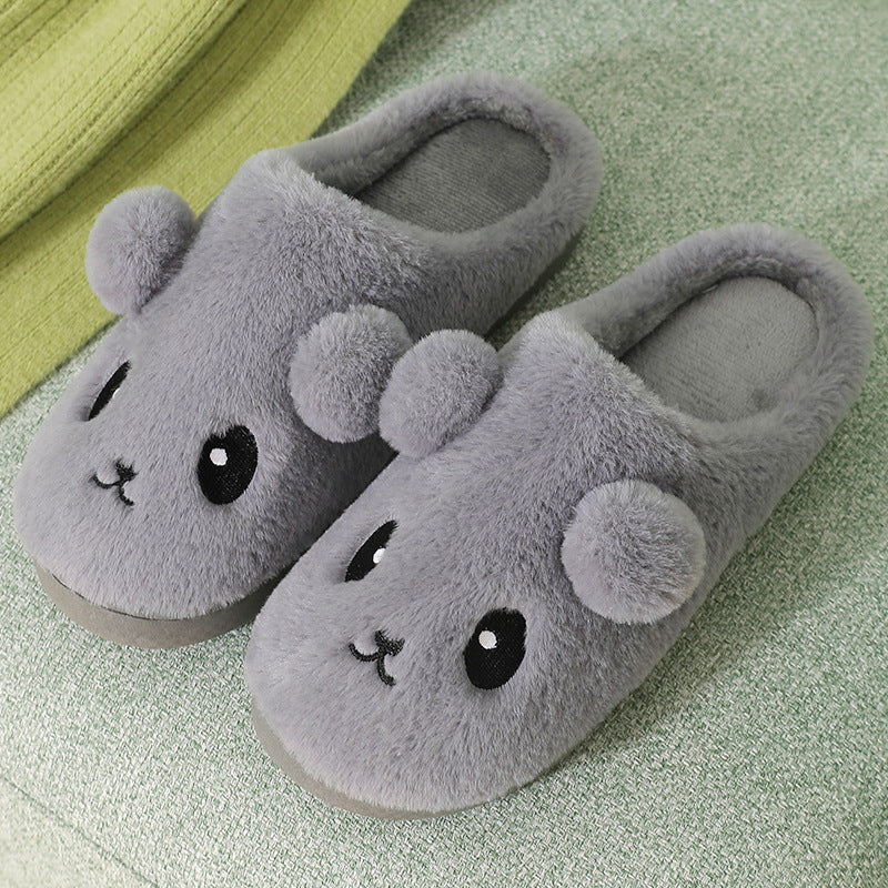 Winter Cartoon Cotton Slippers for Women - Warm and Non-Slip