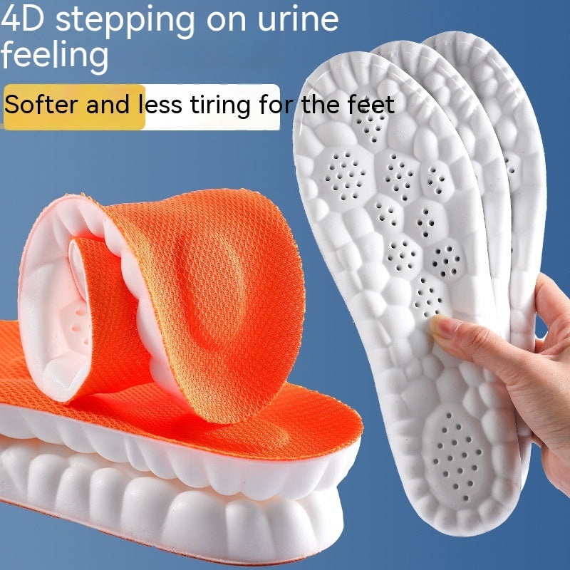 Elevate Your Comfort 4D Cloud Technology PU Massage Instep Insoles with High Elastic Shock Absorption