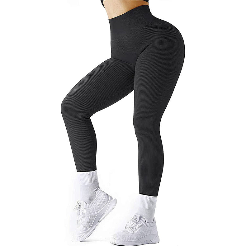 Seamless Sculpt High Waist Threaded Knitted Leggings for Women Fitness and Running